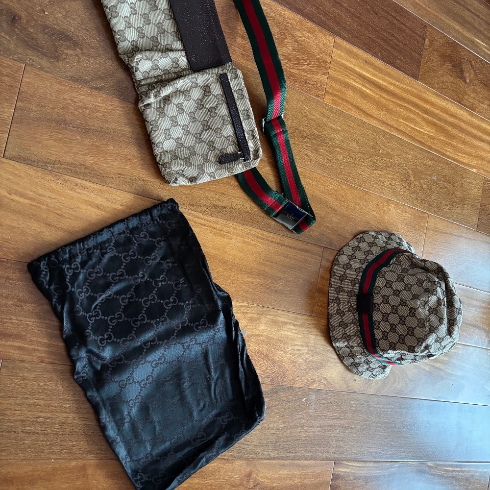 Gucci belt bag and bucket hat